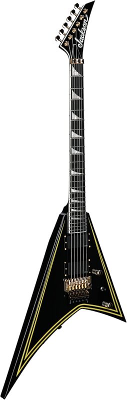 open zoom image for Jackson MJ Rhoads RR24MG Electric Guitar (with Case), Black with Yellow Pinstripes, Body Left Front