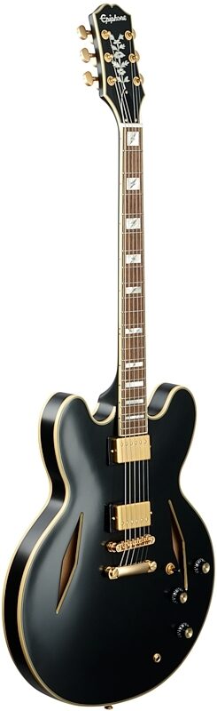 open zoom image for Epiphone Emily Wolfe Sheraton Stealth Electric Guitar (with Hard Bag), Black Aged Gloss, Body Left Front