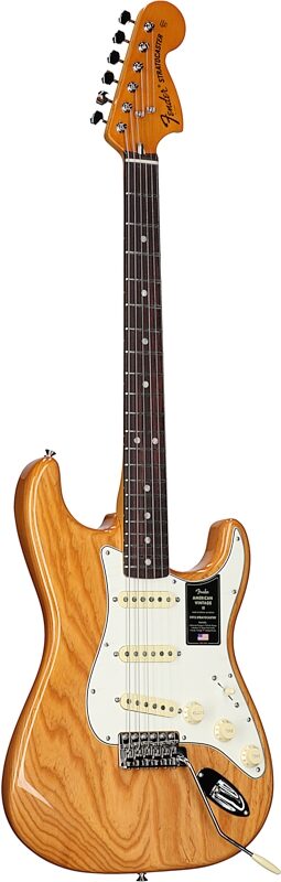 open zoom image for Fender American Vintage II 1973 Stratocaster Electric Guitar, Rosewood Fingerboard (with Case), Aged Natural, Body Left Front