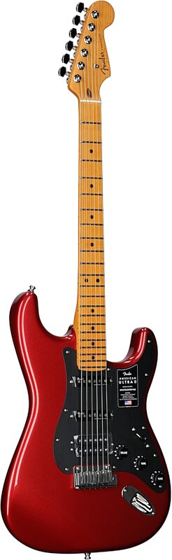 open zoom image for Fender American Ultra II Stratocaster HSS Electric Guitar, Maple Fingerboard (with Case), Sinister Red, Body Left Front