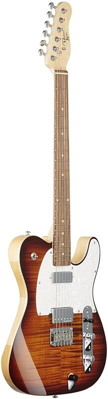 open zoom image for Michael Kelly Hybrid '55 Electric Guitar, Pau Ferro Fingerboard, Tiger Eye Burst, Open Box (Very Good), Body Left Front