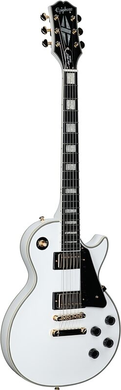 open zoom image for Epiphone Inspired by Gibson Les Paul Custom Electric Guitar, (with Gig Bag), Alpine White, Body Left Front