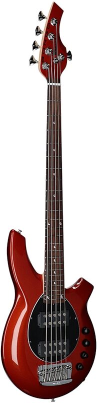 open zoom image for Ernie Ball Music Man Bongo 5HH Electric Bass, 5-String (with Case), Blood Orange, Rosewood Fretboard, Body Left Front