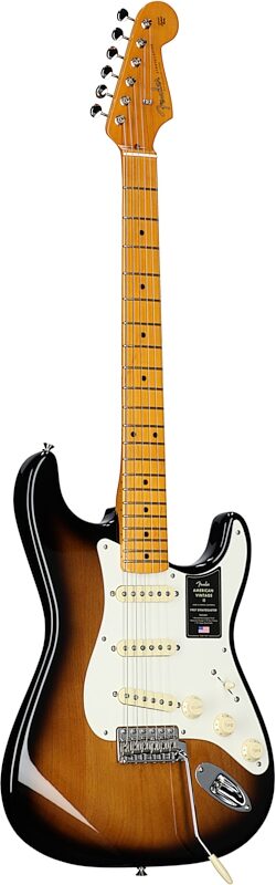 open zoom image for Fender American Vintage II 1957 Stratocaster Electric Guitar, with Maple Fingerboard (and Case), 2-Color Sunburst, Body Left Front