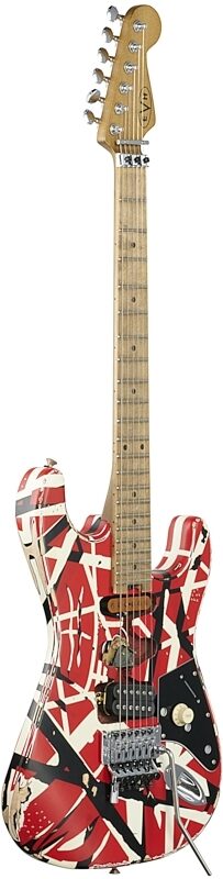 open zoom image for EVH Eddie Van Halen Striped Series Frankenstein "Frankie" Electric Guitar, Red, White, and Black, Body Left Front