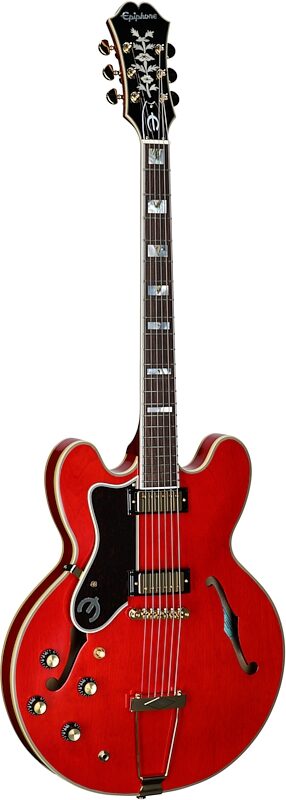 open zoom image for Epiphone Masterbilt Gem Archer Sheraton Electric Guitar, Left-Handed (with Case), Cherry, Body Left Front