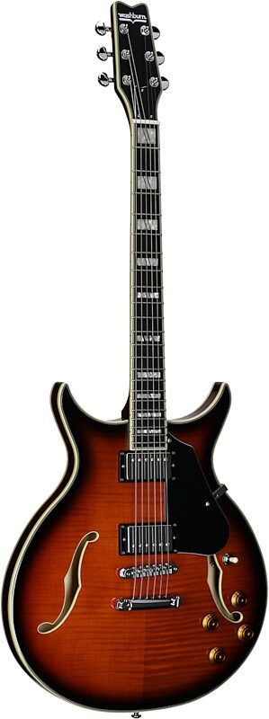 open zoom image for Washburn SH35 Semi-Hollowbody Electric Guitar, Tobacco Sunburst, Body Left Front