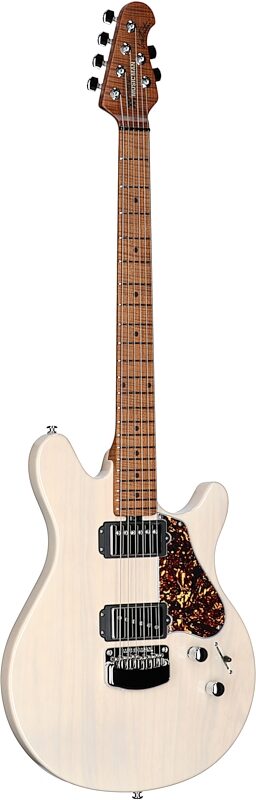 open zoom image for Ernie Ball Music Man Valentine Electric Guitar, Buttermilk, Roasted Figured Maple Fretboard, Body Left Front
