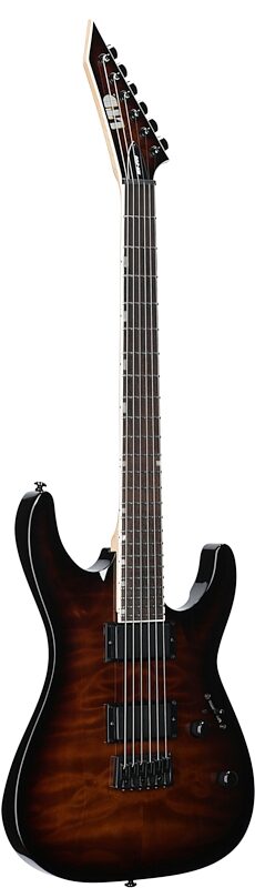 open zoom image for ESP LTD MH-200HT QM Electric Guitar, Dark Brown Sunburst, Body Left Front