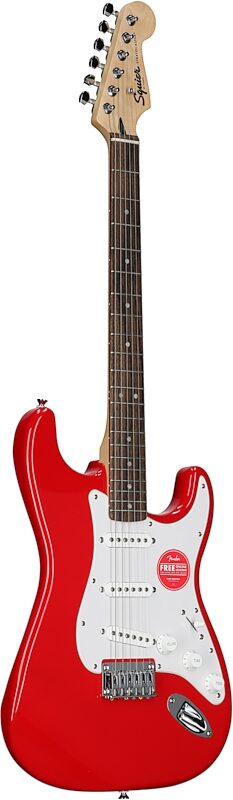 open zoom image for Squier Sonic Hard Tail Stratocaster Electric Guitar, Laurel Fingerboard, Torino Red, Body Left Front