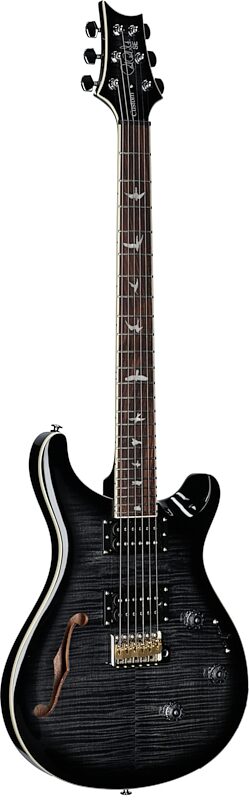 open zoom image for PRS Paul Reed Smith SE Custom 24 Semi-Hollow Piezo Electric Guitar (with Gig Bag), Charcoal Burst, Body Left Front