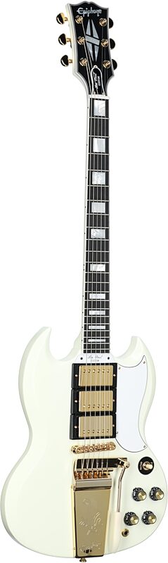 open zoom image for Epiphone 1963 Les Paul SG Custom with Maestro Vibrola (with Case), Classic White, Body Left Front