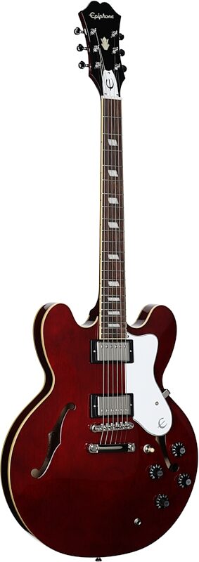 open zoom image for Epiphone Noel Gallagher Riviera Electric Guitar (with Case), Dark Wine Red, Body Left Front