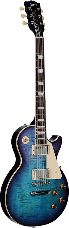 open zoom image for Gibson Les Paul Standard 50s Custom Color Electric Guitar, Figured Top (with Case), Blueberry Burst, Body Left Front