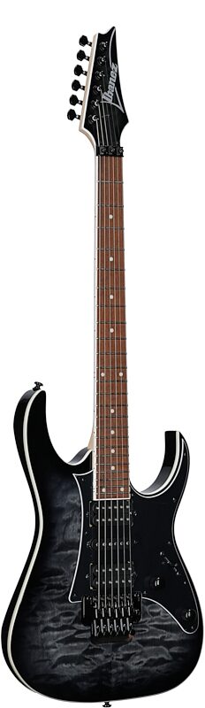 open zoom image for Ibanez RG450QMB Electric Guitar, Transparent Gray Burst, Body Left Front