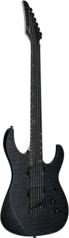 open zoom image for Legator Ninja 6 Multi-Scale Guitar, Black Quilted Maple, Body Left Front