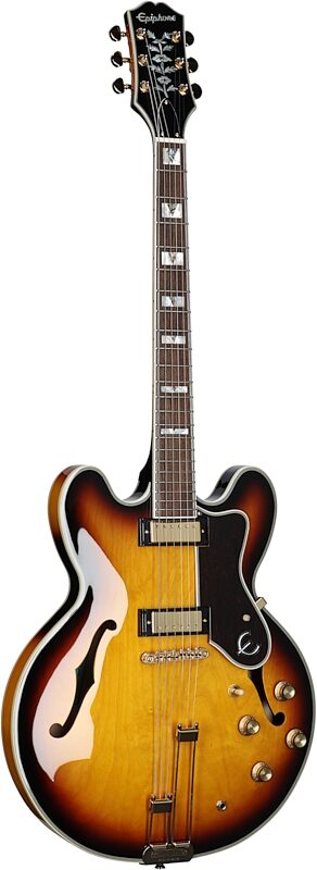open zoom image for Epiphone Sheraton Semi-Hollowbody Electric Guitar (with Gig Bag), Vintage Sunburst, with Gold Hardware, Open Box (Very Good), Body Left Front