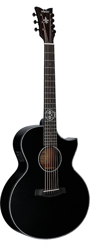 open zoom image for Schecter Regulo Caro-7 Acoustic-Electric Guitar, 7-String, Satin Black, Body Left Front
