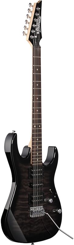 open zoom image for Ibanez GRX70QA Electric Guitar, Transparent Black Sunburst, Body Left Front