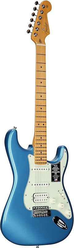open zoom image for Fender American Professional Classic Stratocaster HSS Electric Guitar, Maple Fingerboard (with Gig Bag), Lake Placid Blue, Body Left Front