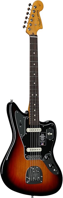 open zoom image for Fender American Professional Classic Jaguar Electric Guitar, Rosewood Fingerboard (with Gig Bag), 3-Color Sunburst, Body Left Front