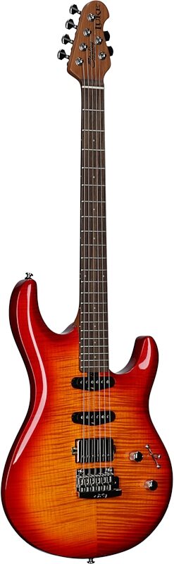 open zoom image for Sterling by Music Man LK100HSS Luke HSS Electric Guitar, Heritage Cherry Burst, Body Left Front