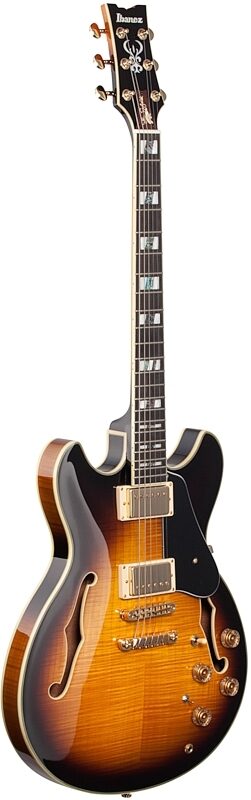 open zoom image for Ibanez JSM10 Semi-Hollowbody Electric Guitar (with Case), Vintage Yellow Sunburst, Body Left Front