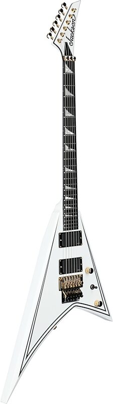open zoom image for Jackson MJ Rhoads RR24MG Electric Guitar (with Case), Snow White with Black Pinstripes, Body Left Front