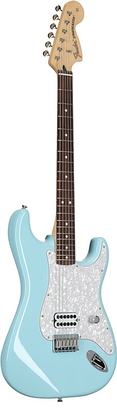 open zoom image for Fender Limited Edition Tom DeLonge Stratocaster (with Gig Bag), Daphne Blue, Open Box (Very Good), Body Left Front