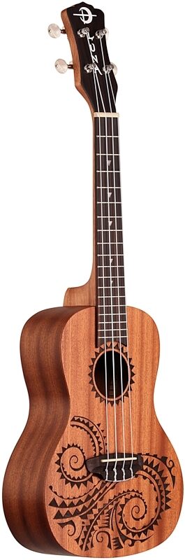 open zoom image for Luna Concert Tattoo Mahogany Ukulele with Gig Bag, New, Body Left Front