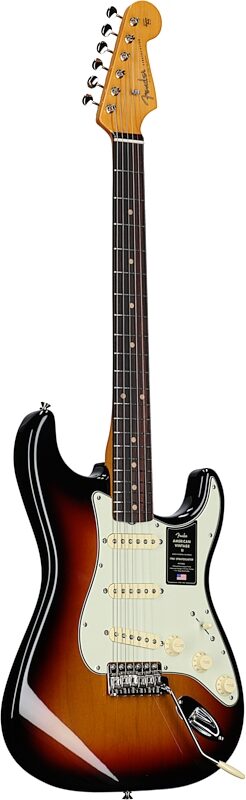 open zoom image for Fender American Vintage II 1961 Stratocaster Electric Guitar, Rosewood Fingerboard (with Case), 3-Color Sunburst, Body Left Front
