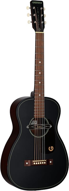 open zoom image for Gretsch Jim Dandy Deltoluxe Parlor Acoustic-Electric Guitar, Black Top, Body Left Front