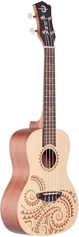 open zoom image for Luna Ukulele Tattoo Concert Ukulele (with Gig Bag), Spruce, Body Left Front