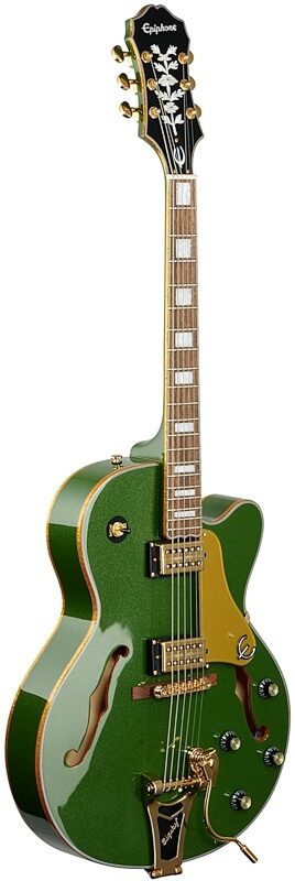 open zoom image for Epiphone Emperor Swingster Electric Guitar, Forest Green Metallic, Body Left Front