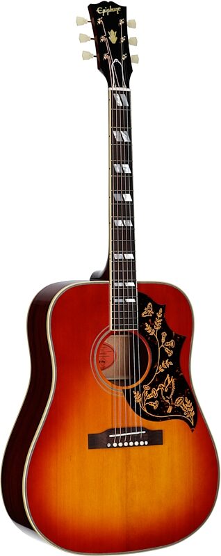 open zoom image for Epiphone Inspired by Gibson Custom 1960 Hummingbird Acoustic-Electric Guitar (with Case), Heritage Cherry Sunburst, Body Left Front