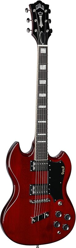 open zoom image for Guild Polara Deluxe Electric Guitar, Cherry Red, Body Left Front