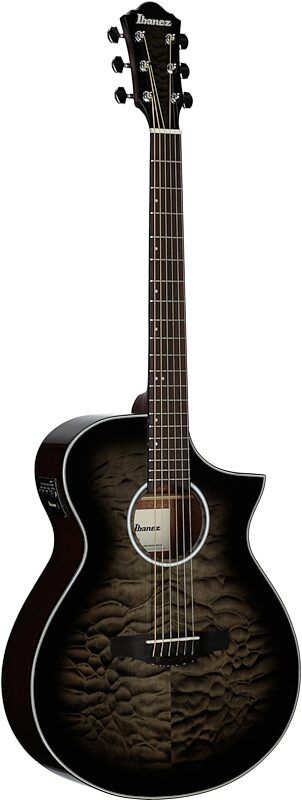open zoom image for Ibanez AEWC16QA HG Acoustic-Electric Guitar, Transparent Black Sunburst, Body Left Front