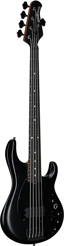 open zoom image for Ernie Ball Music Man DarkRay 5 Electric Bass Guitar (with Softshell Case), Stealth Black, Ebony Fretboard, Body Left Front