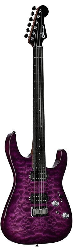 open zoom image for Charvel Pro-Mod Plus Dinky DK24 HH HT QM Electric Guitar (with Gig Bag), Violet Radiance, Body Left Front