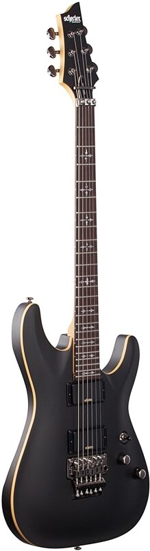 open zoom image for Schecter Demon 6 FR Electric Guitar, Aged Black Satin, Body Left Front
