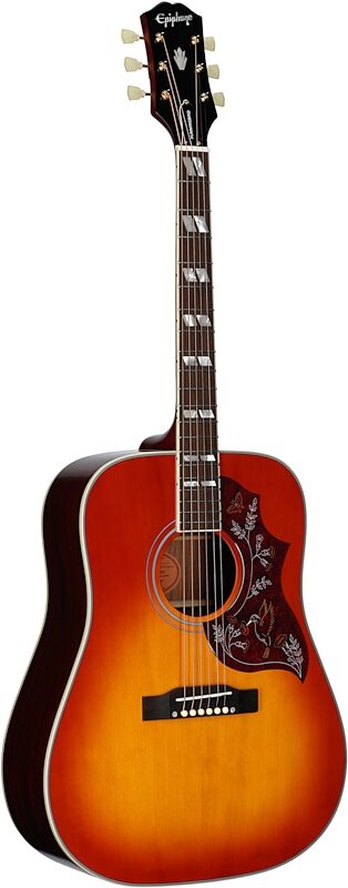 open zoom image for Epiphone Inspired by Gibson Hummingbird Standard Acoustic-Electric Guitar (with Gig Bag), Cherry Sunburst, Body Left Front