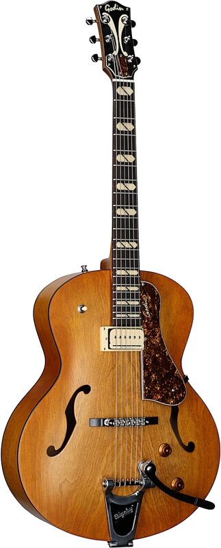 open zoom image for Godin 5th Avenue Jumbo P-Rail Archtop Electric Guitar, Harvest Gold, Body Left Front