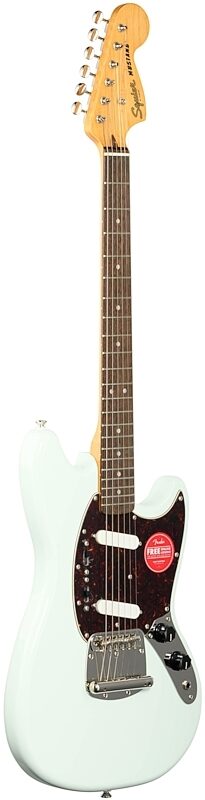 open zoom image for Squier Classic Vibe '60s Mustang Electric Guitar, Sonic Blue, Body Left Front