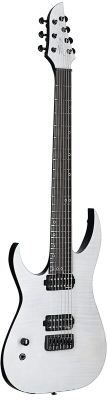 open zoom image for Schecter KM-7 MK-III Keith Merrow Electric Guitar, Left-Handed, Tri-White Satin, Body Left Front