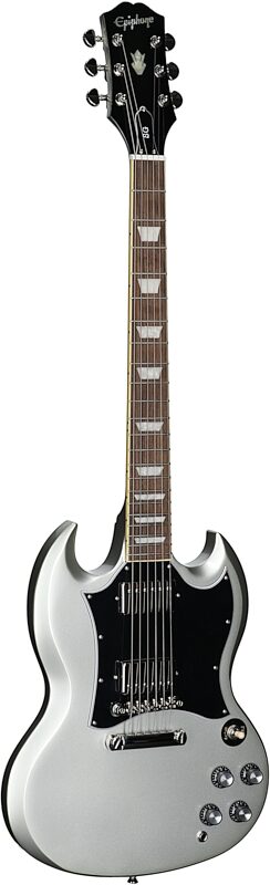 open zoom image for Epiphone Inspired by Gibson SG Standard Electric Guitar (with Gig Bag), Silver Mist, Laurel Fretboard, Body Left Front