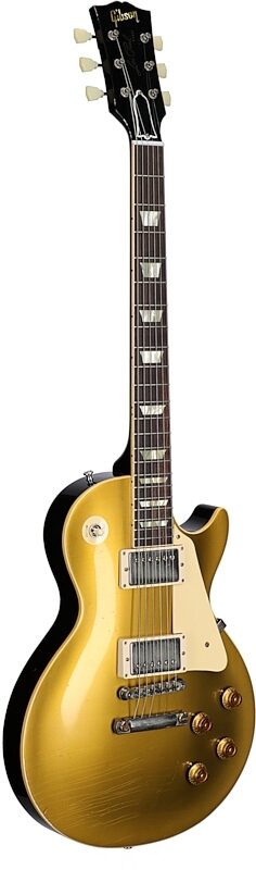 open zoom image for Gibson Custom 1957 Les Paul Goldtop Murphy Lab Light Aged Electric Guitar (with Case), Double Gold with Dark Back, Body Left Front