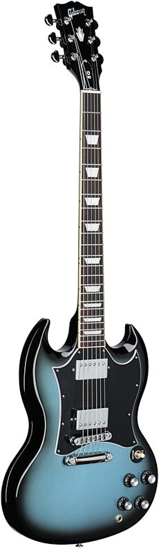 open zoom image for Gibson SG Standard Custom Color Electric Guitar (with Soft Case), Pelham Blue Burst, Body Left Front