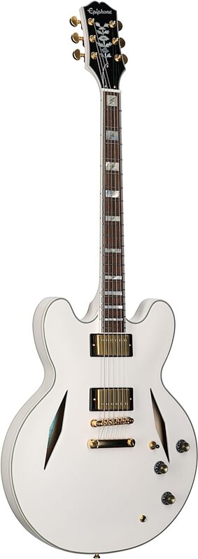 open zoom image for Epiphone Emily Wolfe White Wolfe Sheraton Electric Guitar (with Case), New, Body Left Front