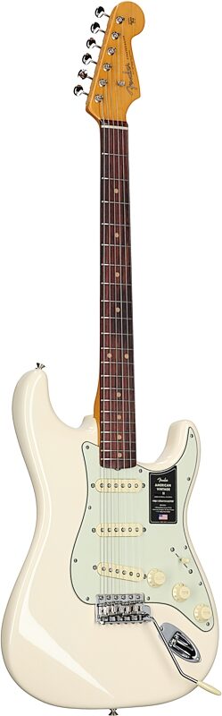open zoom image for Fender American Vintage II 1961 Stratocaster Electric Guitar, Rosewood Fingerboard (with Case), Olympic White, Body Left Front