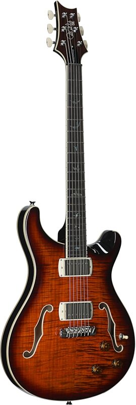 open zoom image for PRS Paul Reed Smith SE Hollowbody II Piezo Electric Guitar (with Gig Bag), Orange Tiger Smokeburst, Body Left Front